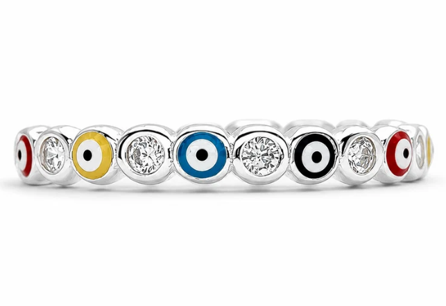 Anillo Ojitos Multicolor Plata Ley 925