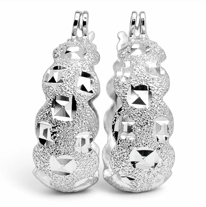 Arracada Diamantada Mediana Plata Ley 925