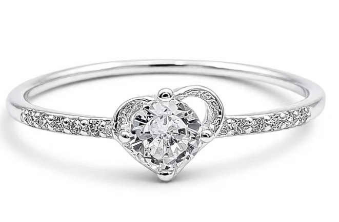 Anillo Corazoncito Zirconia Plata Ley 925