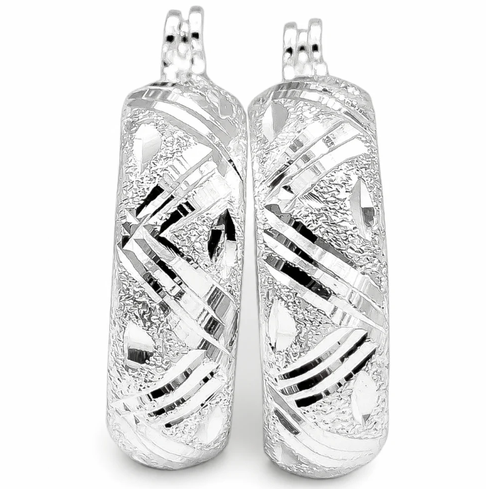 Arracada Diamantada Lineas Plata Ley 925