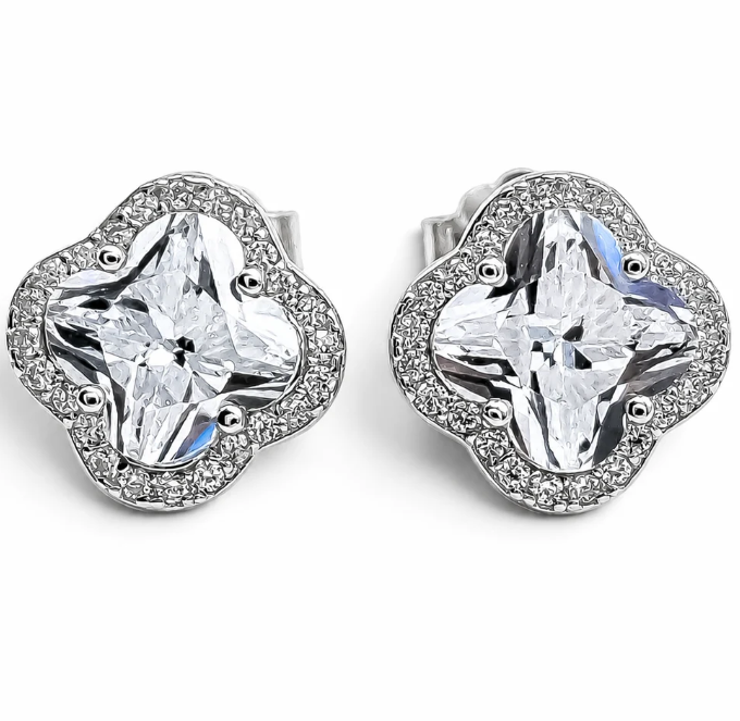 Arete Van Zirconia Plata Ley 925