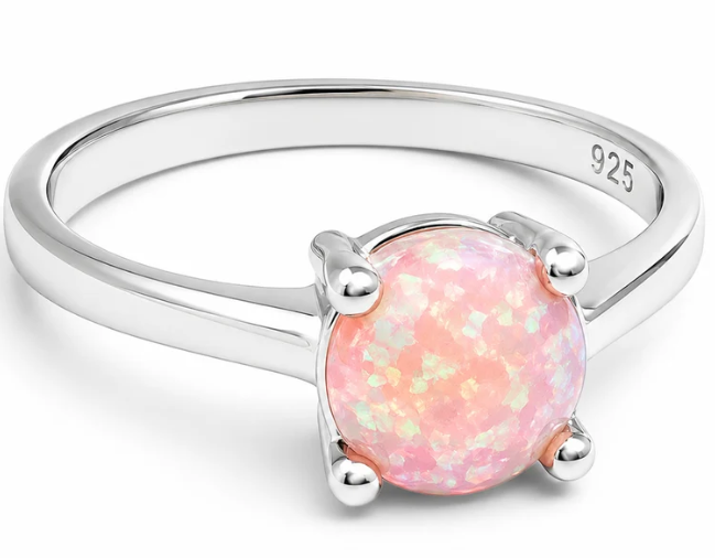 Anillo Opalo Rosa Redondo