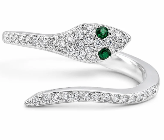 Anillo Serpiente Zirconia Plata Ley 925