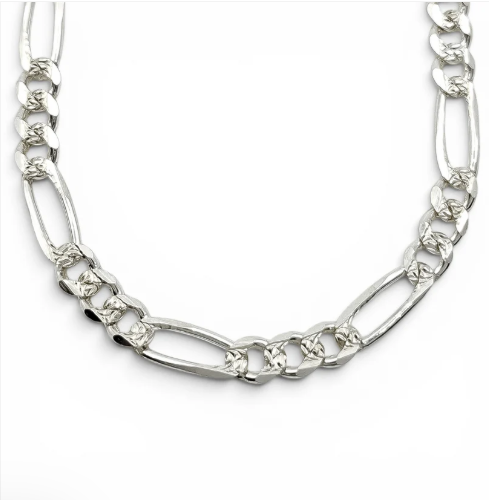 Cadena Figaro Diamantada 5mm Plata Ley 925