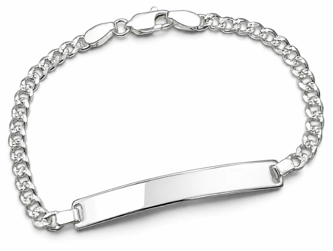 Esclava Cubana Diamantada 3mm Plata Ley 925