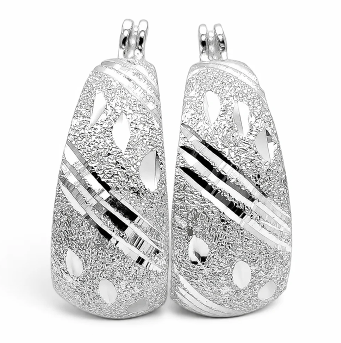 Arracada Diamantada Lineas Plata Ley 925