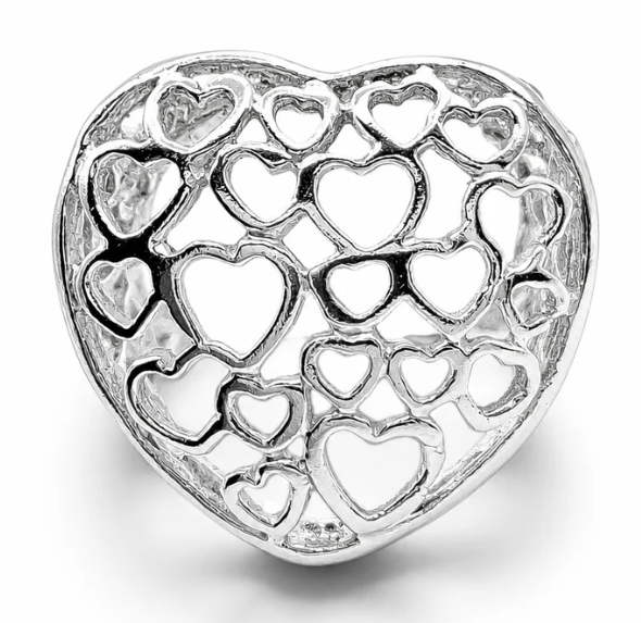 Anillo Corazon Bombeado Plata Ley 925