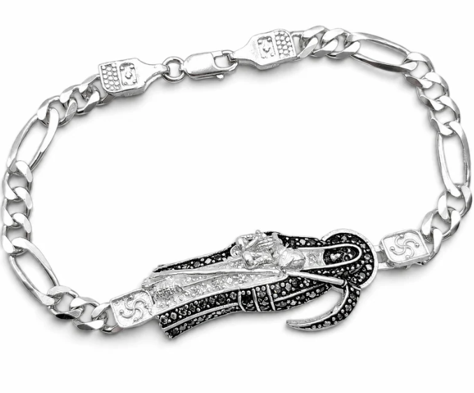 Esclava Santa Muerte Negra 5mm Plata Ley 925
