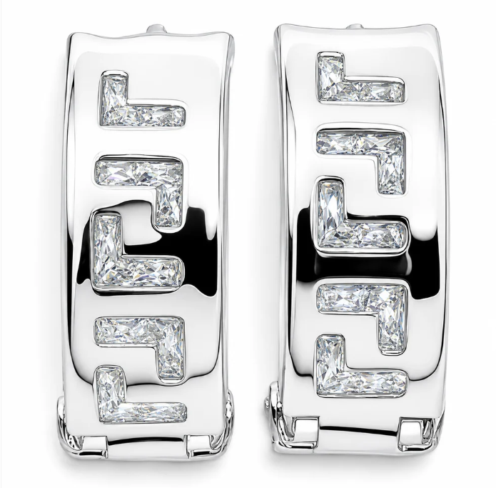Hugguies Grecas Blanca Plata Ley 925