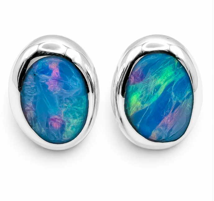Arete Azul Cielo Plata Ley 925