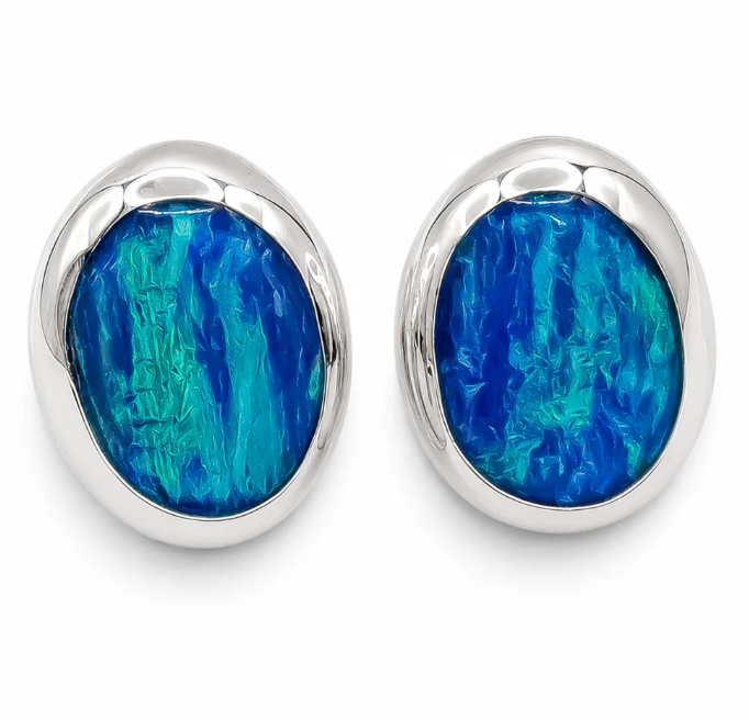 Arete Azul Plata Ley 925
