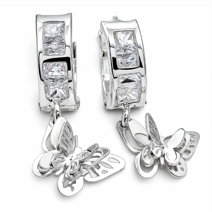 Hugguies Zirconia Mariposa Plata Ley 925