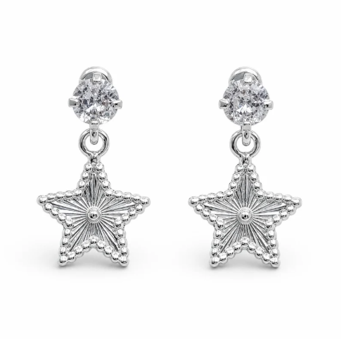 Broquel Estrella Diamantado Plata Ley 925