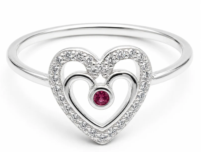 Anillo Corazon Fiusha Plata Ley 925