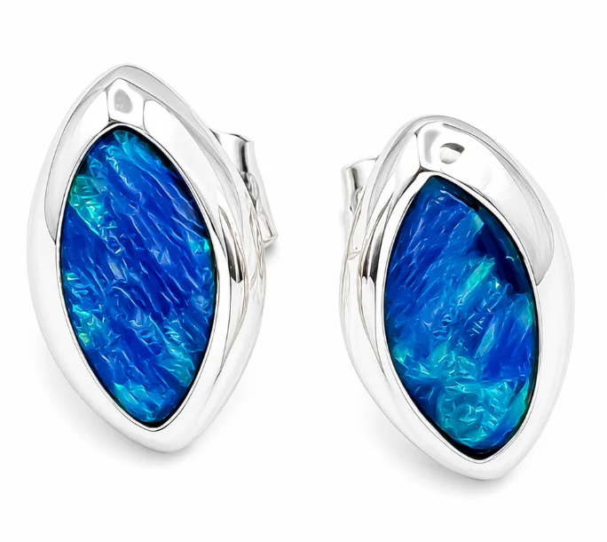 Arete Semilla Azul Plata Ley 925