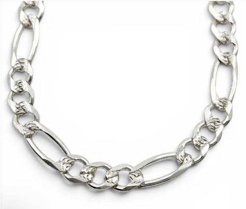 Cadena Figaro Diamantada 6mm Plata Ley 925