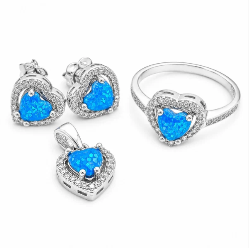 Set Opalo Corazon Azul