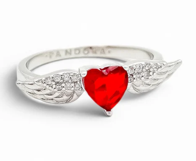Anillo Alas Corazon Rojo
