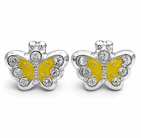 Broquel Mariposa Amarilla Plata Ley 925