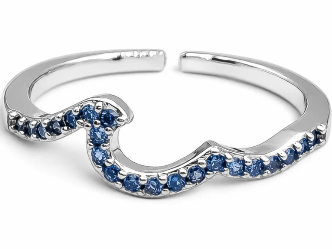 Anillo Zirconia Azul Plata Ley 925