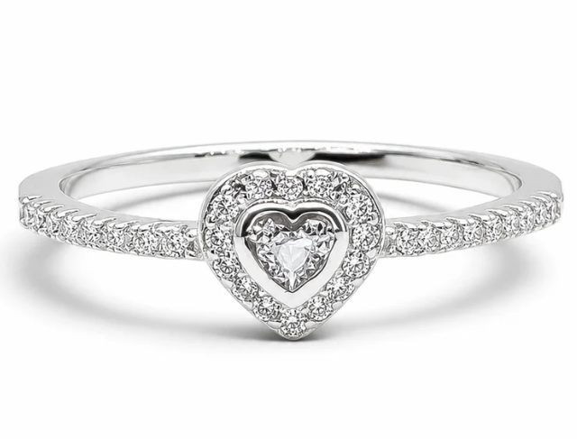 Anillo Zirconia Corazon Blanco Plata Ley 925