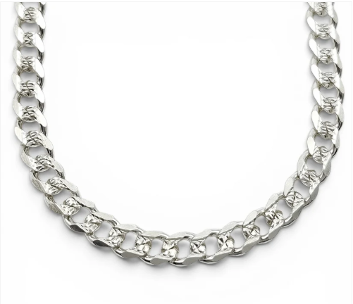 Cadena Cubana Diamantada 5mm Plata Ley 925