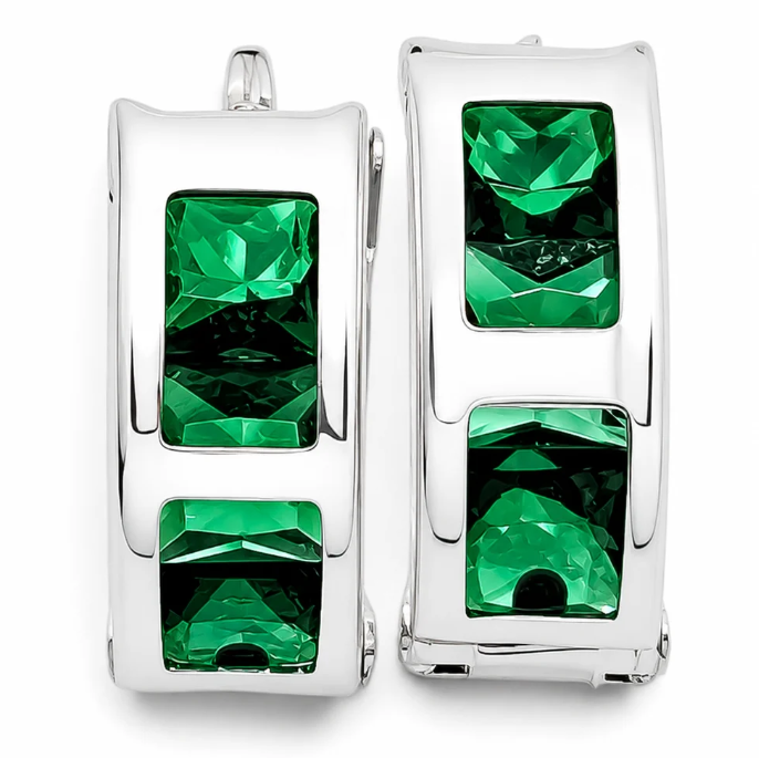 Hugguies Zirconia Verde Plata Ley 925