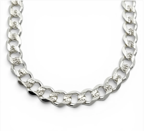 Cadena Cubana Diamantada 6mm Plata Ley 925