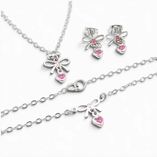 Set Moño Corazon Rosa