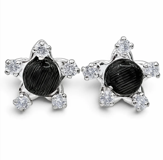 Broquel Estrella Negro Blanco Plata Ley 925
