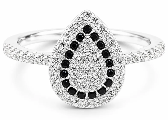 Anillo Gota Zirconia Negro
