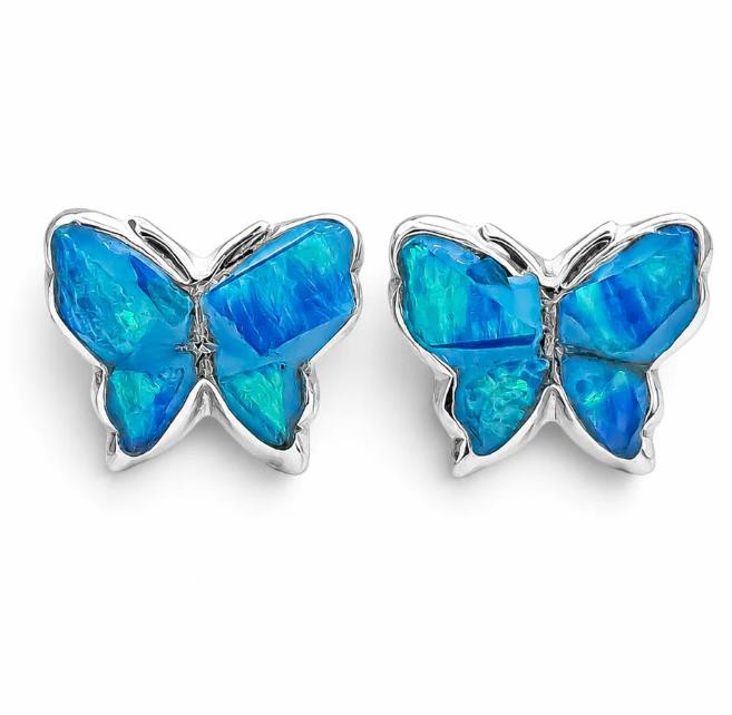 Arete Mariposa Azul Plata Ley 925
