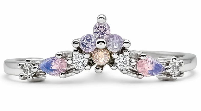 Anillo Flor Rosa Opalo Ajustable Plata Ley 925