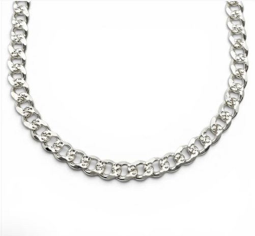 Cadena Cubana Diamantada 4mm Plata Ley 925