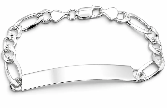 Esclava Figaro Diamantada 6mm Plata Ley 925