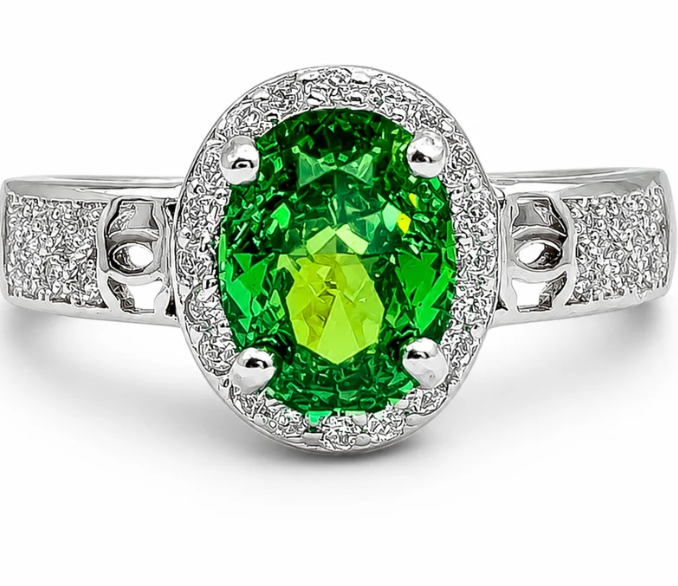 Anillo Verde Zirconia Plata Ley 925