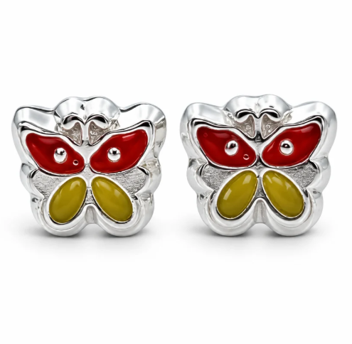 Broquel Mariposa Amarilla Plata Ley 925