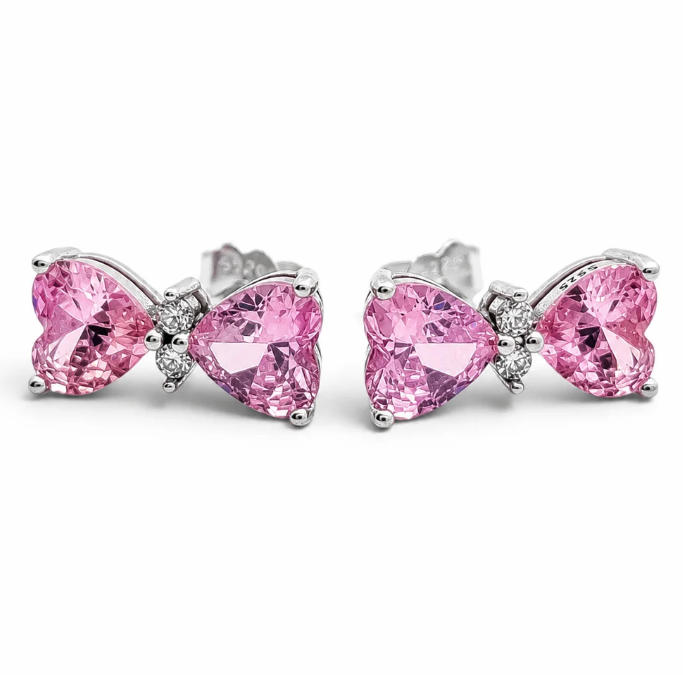 Arete 2 Corazones Rosa